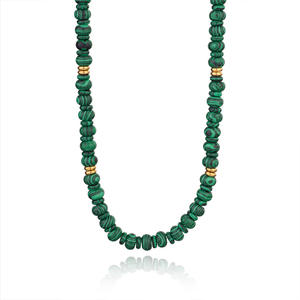 INS风格不锈钢多层塔罗牌项链天然孔雀石毛衣链 - Product Image 5