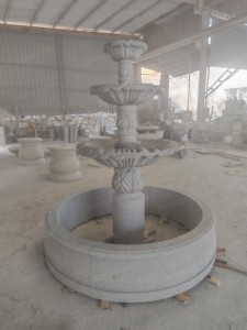 <span class=keywords><strong>SH</strong></span> STONE Fontaine en pierre naturelle personnalisée Grand jardin extérieur en marbre gris granit Fontaine en marbre à 3 niveaux - Product Image 4