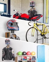 Support mural pour casque en bois de pin avec crochets de fixation, support pour casque de moto, support mural pour casque