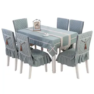 卸売 テーブル椅子セットカバー-格子縞の長方形のコーヒーテーブルクロス生地コットンリネン小さな新鮮なテーブルクロスチェアカバークッションセットモダン