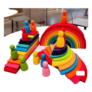 Ensemble de blocs de construction en bois de haute qualité pour enfants Factory Direct Rainbow-Colored Toys - Product Image 1