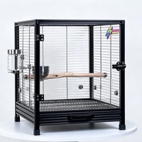 Cage à oiseaux de petite taille pour perroquets, design anti-évasion, finition noire anodisée, en alliage d'aluminium et acrylique, DIY pour calopsites
