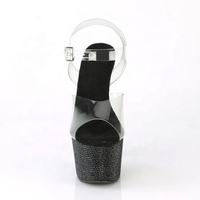 Chaussures de pole dance d'été pour femmes à bride cheville, plateforme, talons hauts 17 cm, semelle intermédiaire en bois, tige en PU, doublure en peluche, résistantes aux chocs, légères