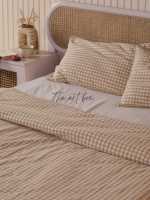 Haute qualité lin lavé coton classique rayure couette taies d'oreiller literie drap de lit 100% coton literie housse de couette ensemble