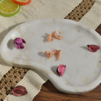 Nampan Marmer Alami Bentuk Tidak Beraturan, Nampan Dekorasi Batu Organik, Nampan Penyimpanan Perhiasan & Parfum untuk Kamar Mandi, Rumah, Hotel, Dekorasi Meja