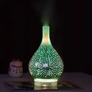 3D ग्लास फूलदान मिनी Humidifier विसारक Aromatherapy खुशबू 3D कला आतिशबाजी प्रकाश का नेतृत्व किया