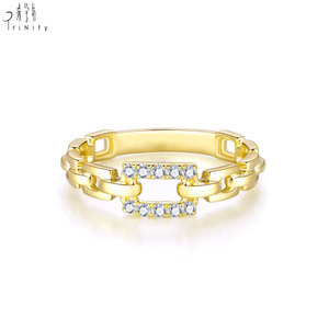 Nouveautés : Bague chaîne classique, design populaire en gros, simple, en or massif 18 carats avec diamants naturels, pour la Saint-Valentin - Product Image 1