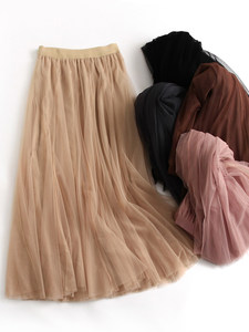 Robe unie en <span class=keywords><strong>tulle</strong></span> avec taille ajustable pour un effet amincissant, nouvelle <span class=keywords><strong>jupe</strong></span> longue style féerique, robe mi-longue - Product Image 3