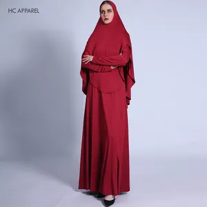 2022 latest abaya set design hood and dress 2 pieces red abaya set arab pray clothes prayer dress for sale