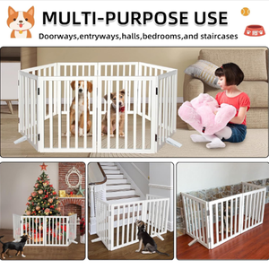 Clôture pliable pour animaux de compagnie de haute qualité, design rétractable en bois, clôture de sécurité pour <span class=keywords><strong>chats</strong></span> et chiens - Product Image 3