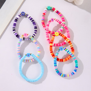 Flower Polymer Clay <b>Bracelet</b> Set Multicolor Layered Bohemian Style Party Jewelry Unisex Fashion <b>String</b> <b>Bracelets</b> - Product Image 3