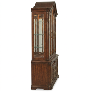 Armoire de salon traditionnelle en bois massif avec portes vitrées style Shaker, 3 tiroirs, sans étagères, style antique, meubles de maison - Product Image 1