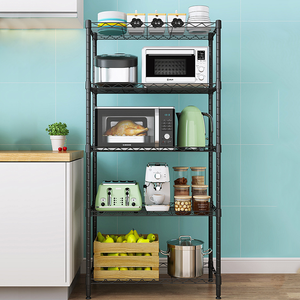 الأكثر مبيعًا 4/ 5 طبقات رف تخزين للمطبخ من الكربون المقاوم للصدأ معدن رفوف المواد الخام رف تخزين صلب - Product Image 1