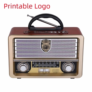 Reproductor de escritorio con control remoto por radio de banda completa, con caja de madera e inserto para tarjeta. - Product Image 1