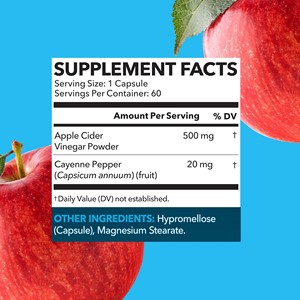 NFA Apple Cider Vinegar With Cayenne Pepper Capsules 60 Count Dietary <b>Supplement</b> For Weight Management - Product Image 4