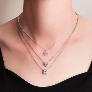 Layered 925 Sterling <b>Silver</b> Necklaces <b>Set</b> 3-Piece Dainty Chain Choker to Pendant Length Hypoallergenic Women Daily Jewelry Whole - Product Image 1