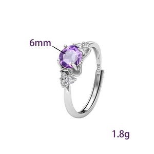 9 Minimalist Cute <b>Cat</b> <b>Ring</b> Girlie 925 Sterling Silver Rhodium Plated 6mm Round Cut Natural Stone Amethyst Jewelry For Gift - Product Image 6