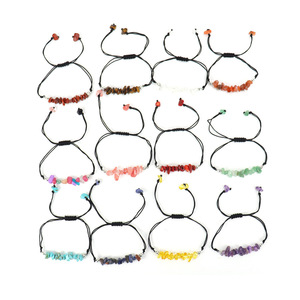 Bracelet d'amitié en pierres naturelles concassées, améthyste, agate, cristal <span class=keywords><strong>rose</strong></span>, œil <span class=keywords><strong>de</strong></span> <span class=keywords><strong>tigre</strong></span>, tressé, réglable, vente en gros - Product Image 1