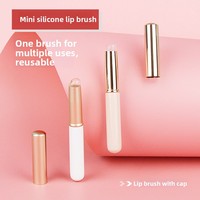Mini pinceau à lèvres en silicone avec manche en bois, ultra-doux, anti-poussière, portable, applicateur de correcteur multi-usage, pour un effet mat