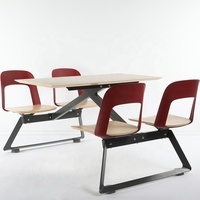 Ensemble de table et de chaises de restaurant modernes en acier et en bois, 4 places, meubles de salle à manger rectangulaires
