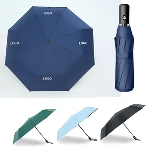 Guarda-chuva dobrável para presente pongee, presente comercial barato por atacado para lembrancinhas, promoção com logotipo personalizado, guarda-chuva dobrável automático