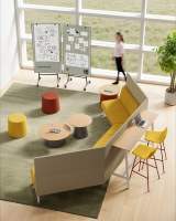Canapé individuel multi-tissus rembourré, fauteuil de bureau, texture sable gris, canapé de réception et de négociation