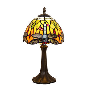 Rustic Rural Style Dragonfly Art-Style <b>Table</b> <b>Lamps</b> Colored Glass Bedside <b>Lamps</b> with Metal <b>Shade</b> <b>for</b> Bar Bedroom Decorative Use - Product Image 3