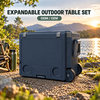 Glacière à roulettes extra-large, rigide et isolée, avec poignée de traction pour le camping, la pêche, le stockage extérieur, service OEM personnalisé
