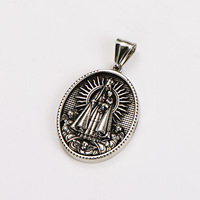 Liontin Kalung Anak-Anak Bahan Stainless Steel, Medal Amulet Virgin Del Carmen, Gaya Vintage Trendi, Perhiasan Kristen Katolik