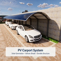 Soporte de carga estable para montaje de paneles solares en estacionamientos privados al aire libre, aplicación de energía renovable.