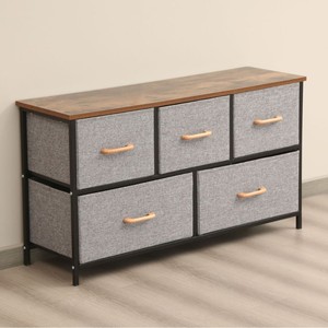 Cassettiera Personalizzata con 5 Cassetti in Tessuto Facili da Estrarre, Struttura in Metallo, Mobile Contenitore per Soggiorno - Product Image 1