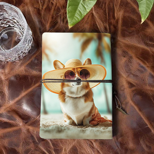 Cahier Vintage A6 fait à la main 160 pages papier amovible cadeau réfléchi pour la distribution des enregistrements de réunion avec Corgi Hat <span class=keywords><strong>Sungl</strong></span> - Product Image 3