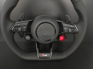 พวงมาลัย Audi RS Sport หุ้มหนังแบบเจาะรู ด้านล่างโค้งมน พร้อม Paddle Shifters สำหรับ Audi A3 A4 A5 A6 A7 <span class=keywords><strong>Q3</strong></span> Q5 Q7 TT R8 <span class=keywords><strong>S</strong></span> <span class=keywords><strong>Line</strong></span> - Product Image 4