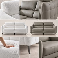 Ensemble de canapé sectionnel 2 places, revêtement en tissu doux, design minimaliste, assise profonde, pour appartement, salon, hôtel, villa, bois blanc