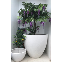 Pot de fleurs rond prêt à être expédié, en fibre de verre, écologique, biodégradable, durable, léger, moderne, pour toutes les saisons, maison, jardin, balcon