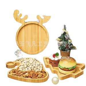 Yu Feifan Bamboo Christmas <b>Tray</b> Set Wooden <b>Snack</b> Platter For Home Decorative Use - Product Image 2