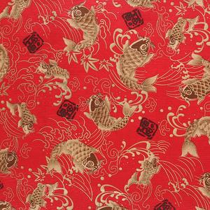 ผ้าคอตตอนแฟชั่นมันเงางามลายปลาโชคดีสีแดงเมทัลลิกสำหรับตกแต่งชุดคริสต์มาส - Product Image 5