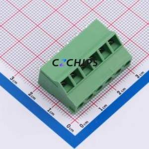 DB129S-5.08-6P-GN-S Screw Terminal Block Through hole Component (THT),P=5mm Connector 1x6P 5.08mm Green Through Hole - Product Image 1