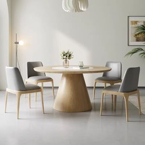 Mesa de Comedor Moderna Contemporánea de Madera de <span class=keywords><strong>Nogal</strong></span> Macizo con <span class=keywords><strong>Centro</strong></span> Giratorio para Hotel, Restaurante y Hogar, Hecha a Mano y Ecológica - Product Image 2