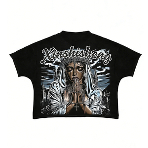 Camiseta Oversize Personalizada de Algodón para Hombre, Estilo Hip Hop Urbano, Cuello Redondo, Corte Cuadrado, Impresión DTG, Suave - Product Image 2