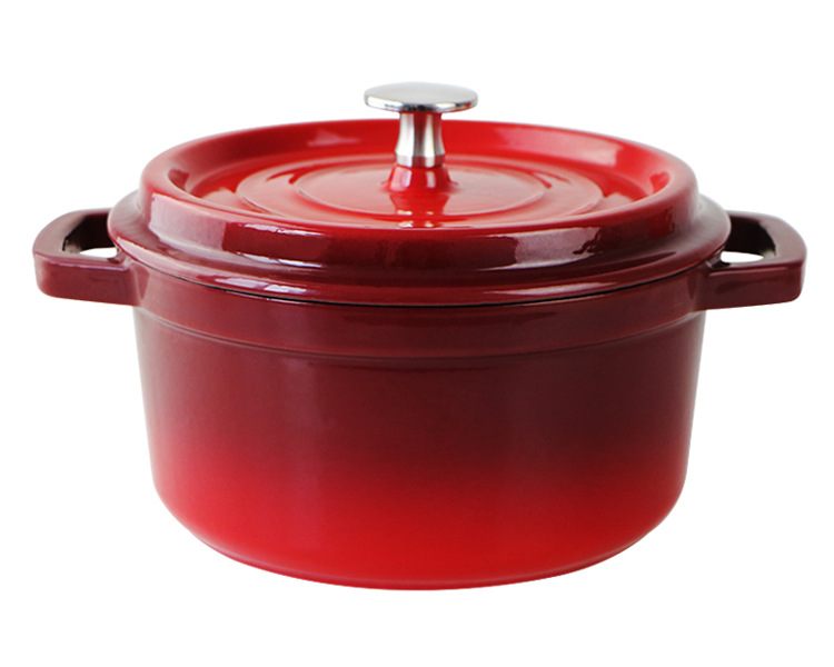 Venta caliente Utensilios de cocina Esmalte Olla de comida Cazuela de hierro fundido con tapa Esmalte antiadherente Olla de Horno Holandés de hierro fundido