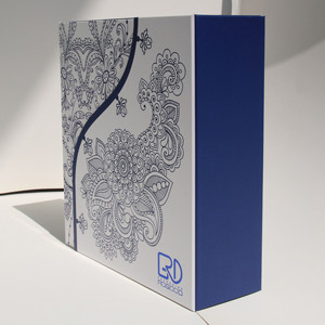 Caja de <span class=keywords><strong>Regalo</strong></span> Cosmética Vintage Azul de Doble Puerta ROGOOD con Impresión CMYK, Logotipo en Lámina Azul, Inserto de EVA Personalizado para Sets de Belleza P1017 - Product Image 3