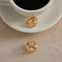 Boucles d'oreilles Huggie Gaovo Niche Premium Design Perle, en acier inoxydable et titane plaqué or 18 carats, bijoux de mode pour femmes