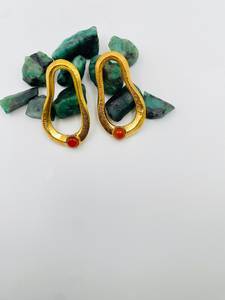 Boucles d'oreilles Huggie en argent sterling 925 Cornaline plaquée or avec bijoux élégants Haff Micron pour anniversaire ou cadeau spécial - Product Image 4