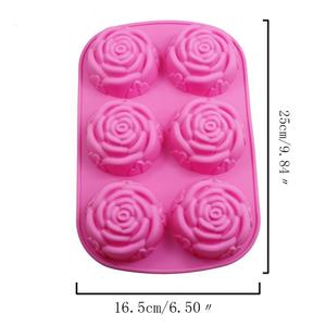 Moule à Savon en Silicone Rose Fait Main Créatif Durable 6 Cavités Fleur Chauffable Outil à Gâteau Jetable avec Emballage en Sac OPP - Product Image 4