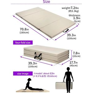 Tapis de yoga pliable léger, antidérapant, facile à ranger, pour exercices au <span class=keywords><strong>sol</strong></span>, pilates, entraînements à domicile - Product Image 6