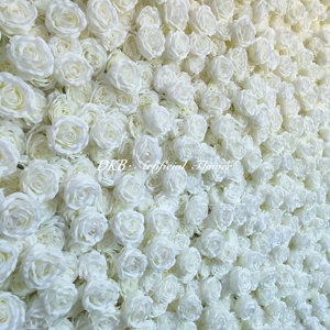 DKB - Panel de Pared de Flores de Rosa Blanca para Boda, 8 pies x 8 pies, Plantas Artificiales de Rosas Blancas, Decoración de Pared 5D, Estilo Puro y Soñador - Product Image 2