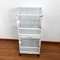 Cage à oiseaux spacieuse pour perroquets et petits oiseaux, en verre massif, facile à nettoyer, avec plateau tiroir, roulettes fixables et bien ventilée