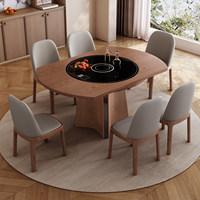 Table et chaises demi-lune extensibles en bois massif de style minimaliste, adaptées aux hôtels, restaurants et maisons