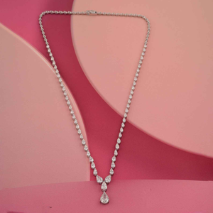 Collar de tenis tipo lariat de plata 925 con moissanita talla gota de agua, elegante joyería nupcial para boda, regalo para amante, estilo de moda - Product Image 2